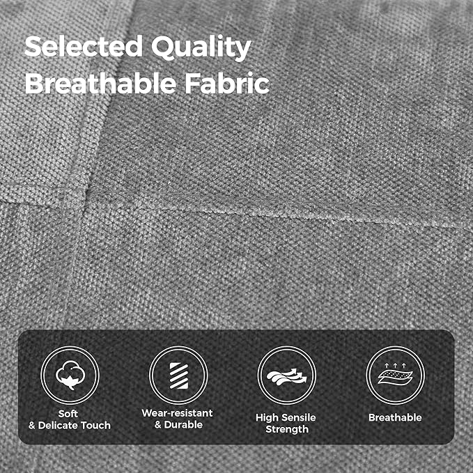 MAISON ARTS Counter Height Bar Stools Set of 4 for Kitchen Counter Solid Wood Legs with Fabric Saddle Seat Farmhouse Barstools for 34"-38" Counter Island Upholstered Stools, 24in, Grey Cushion