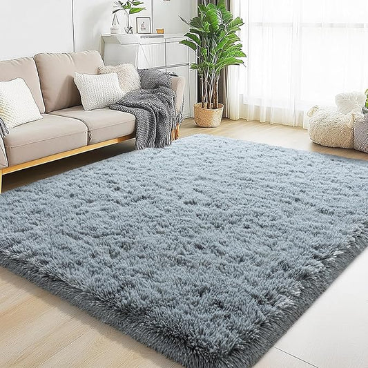 5x7 Area Rugs for Living Room, Grey Fluffy Shaggy Rug Soft Carpets, Rugs for Bedroom Nursery Kids Room Dorm Home Decor Aesthetic