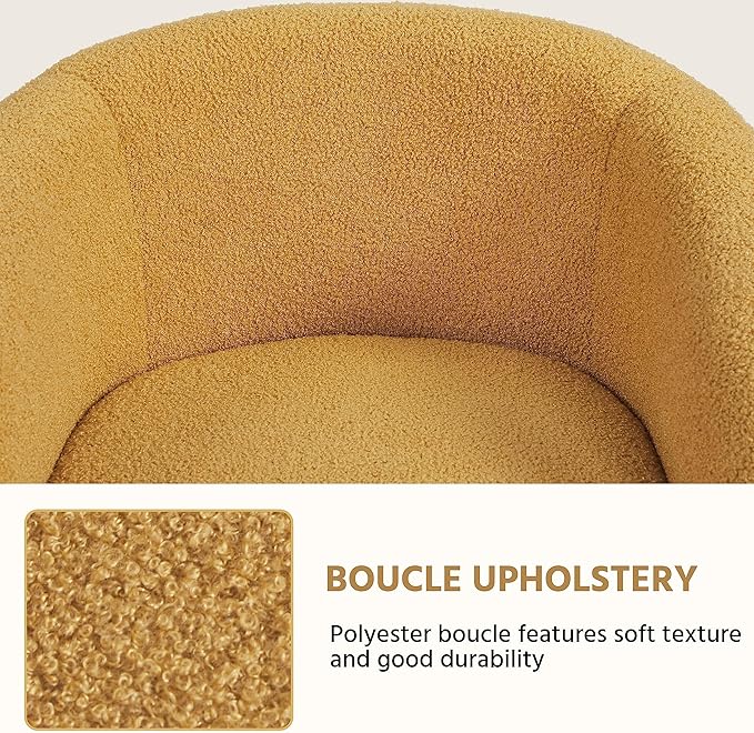 Yaheetech Accent Chairs for Living Room, Furry Barrel Chairs Set of 2, Sherpa Chairs with Soft Padded Armrest, Club Chairs for Bedroom Waiting Room Office, Mustard Yellow