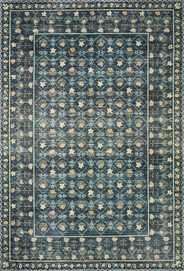 Loloi Rifle Paper Co. Eden Collection EDE-03 Lattice Indigo 3'-6" x 5'-6" Accent Rug