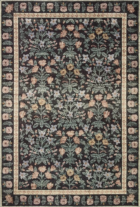 Loloi Rifle Paper Co. Eden Collection EDE-02 Mughal Garden Black 2'-6" x 9'-6" Runner Rug