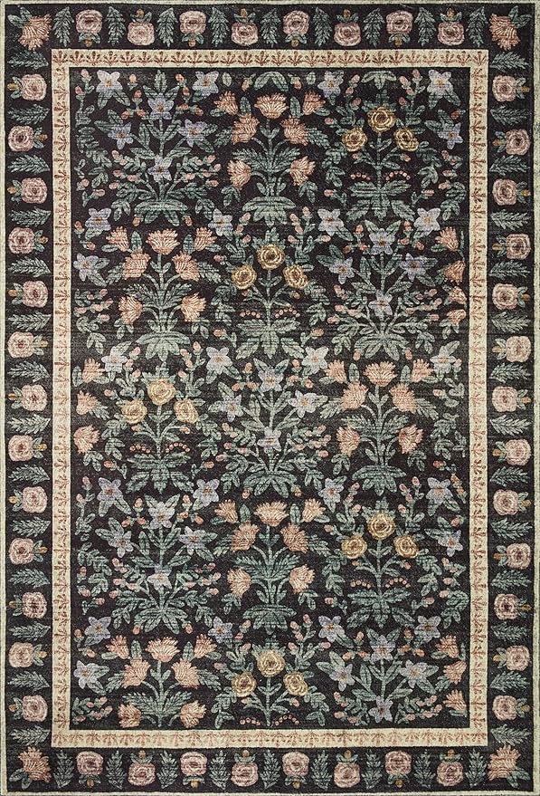 Loloi Rifle Paper Co. Eden Collection EDE-02 Mughal Garden Black 8'-6" x 11'-6" Area Rug