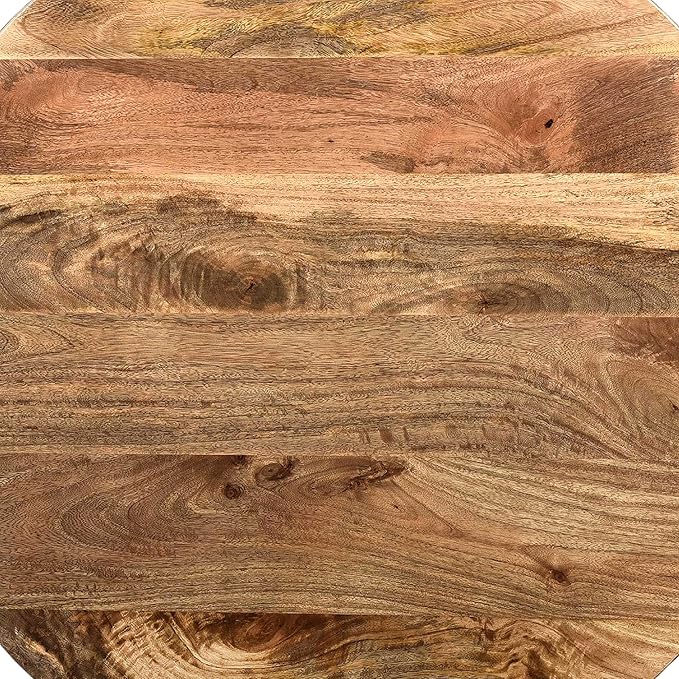 TUP THE URBAN PORT Arthur Mango Wood 35.5 Inch Coffee Table in Round Shape, Dark Brown