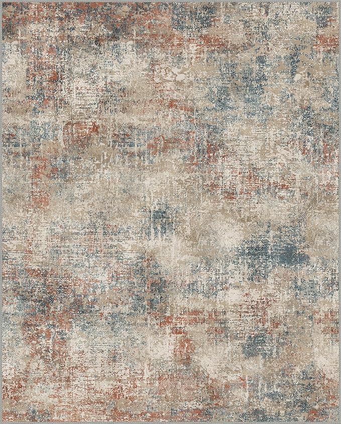 GENIMO Washable Area Rugs for Living Room, 10x12 Modern Non Slip Rugs, Low Pile Lightweight Soft Print Rug for Bedroom, Dining Room, Home Office, Multi
