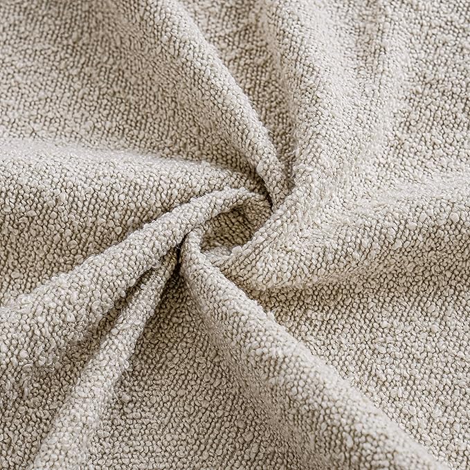 Foindtower Pack of 2 Textured Boucle Throw Pillow Covers Accent Solid Lumbar Pillow Cases Cozy Soft Decorative Couch Cushion Case for Chair Sofa Bedroom Living Room Home Decor, 12 x 20 Inch,Beige