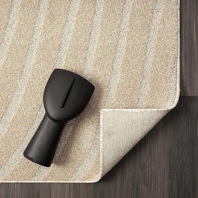 LUXE WEAVERS Modern Geometric Wave Beige 5x7 Area Rug