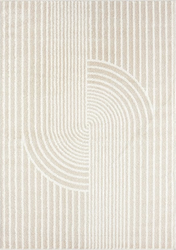 Abani Area Rug for Living Room -Nuevo 9' x 12' Beige Arch Pattern Area Rug, Soft and Durable Living Room Rug, Stain and Fade Resistant, Chic Modern Design, Pet & Kid Friendly