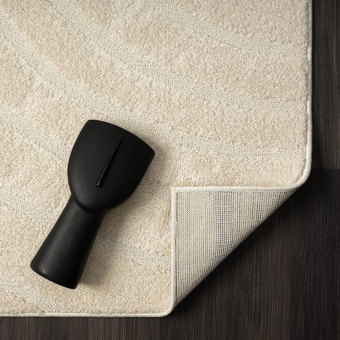 LUXE WEAVERS Modern Geometric Wave Cream 2x8 Area Rug