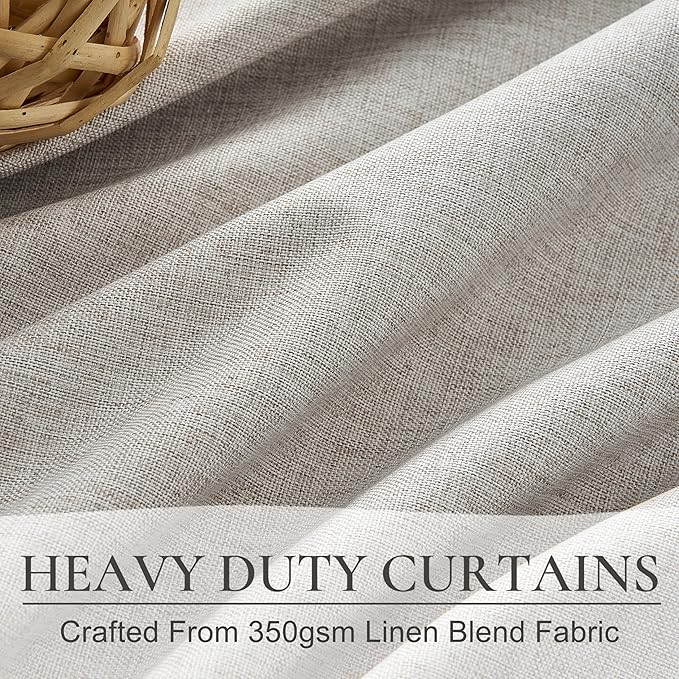 Light Brown Linen Curtains for Living Room, Beautiful Pinch Pleated 96 Inches Long 2 Panels Set, Farmhouse Double Pleat Memory Trained Blackout Thermal Drapes for Summer Heat 8 FT (40"Wx96"L)