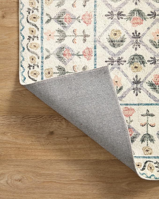 Loloi Rifle Paper Co. Eden Collection EDE-03 Lattice Ivory 2'-6" x 7'-6" Runner Rug