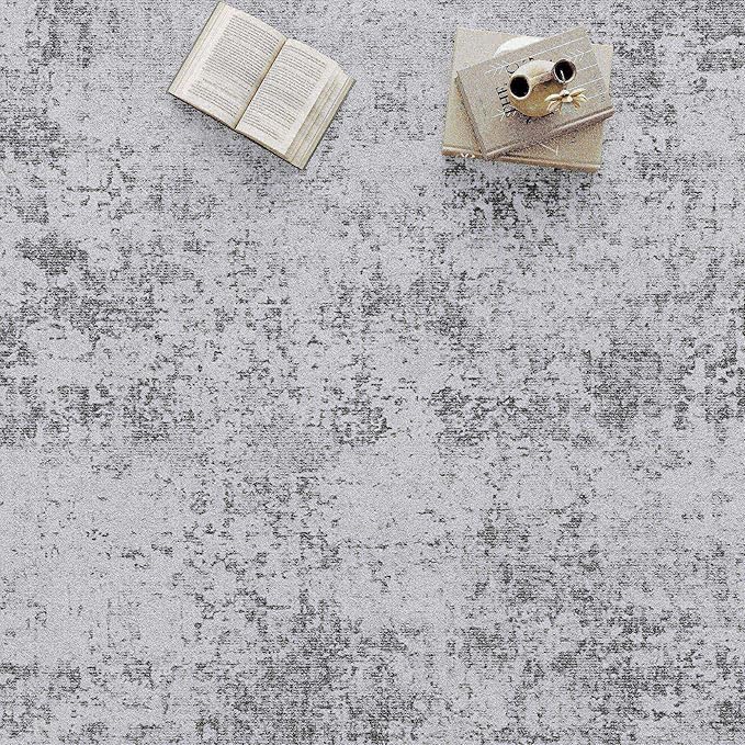 Washable Gray Area Rug 6x9 Modern Abstract Living Room Large Carpet Bedroom Grey Neutral Soft Throw Rug Low Pile Non Slip Indoor Contemporary Floor Cover for Dining Room Office