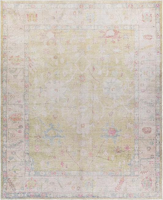 Blush & Light Pink Collection Bozkurt Bohemian Oriental Medallion Area Rug - Traditional Floral Carpet for Living Room, Bedroom - Blush, Pale Pink, Cream, Sage - 8'10" x 12' (9x12)